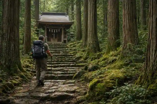 10 Long-Distance Hiking Trails Perfect For Solo Travelers 5 solo hiker walking on the Kumano Kodo Trail