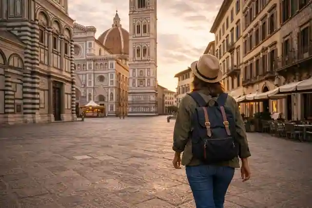 solo female traveler walking near Florence’s historic center